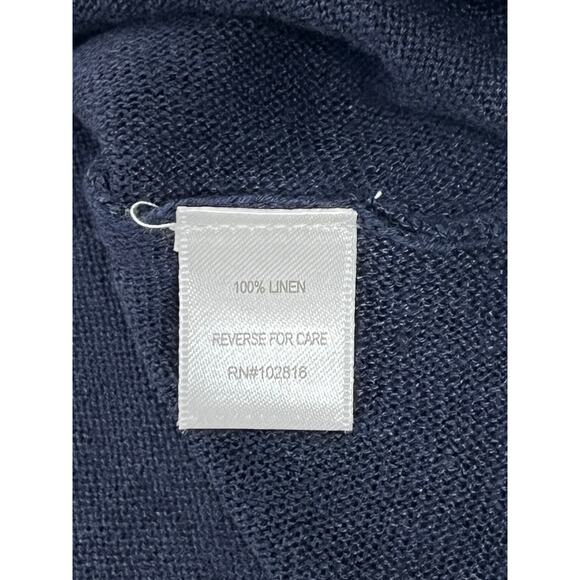 Garnet Hill Linen Oversized V-Neck Sweater Blue XS Nwt - Picture 6 of 9